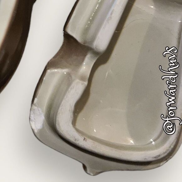 Vintage Gray Bull Sugar Jar With Lid - REPAIRED - Damaged - Picture 9 of 12